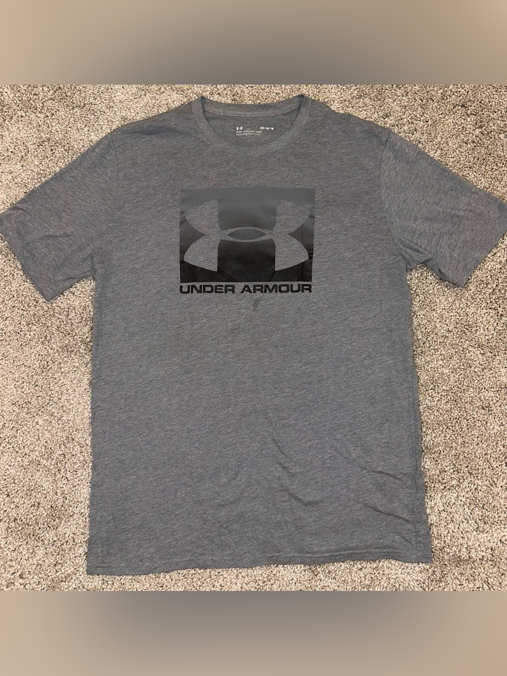 Under Armour Men's Polyester Knit Logo Graphic Tee Gray Size M Loose Fit a426